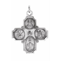 Sterling Silver 30x29 mm Four-Way Cross Medal