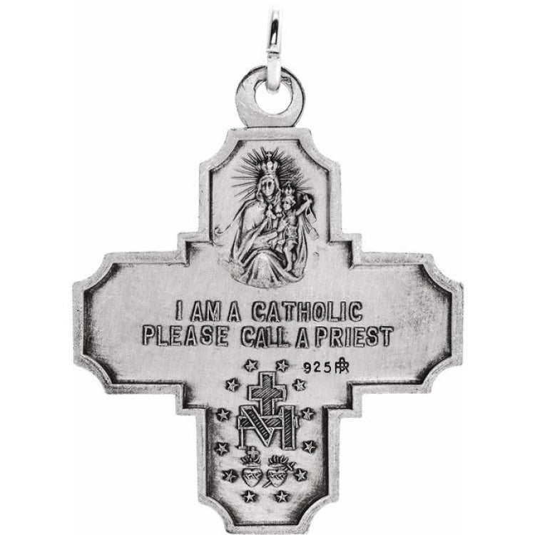 Sterling Silver 30x29 mm Four-Way Cross Medal