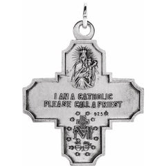 Sterling Silver 30x29 mm Four-Way Cross Medal