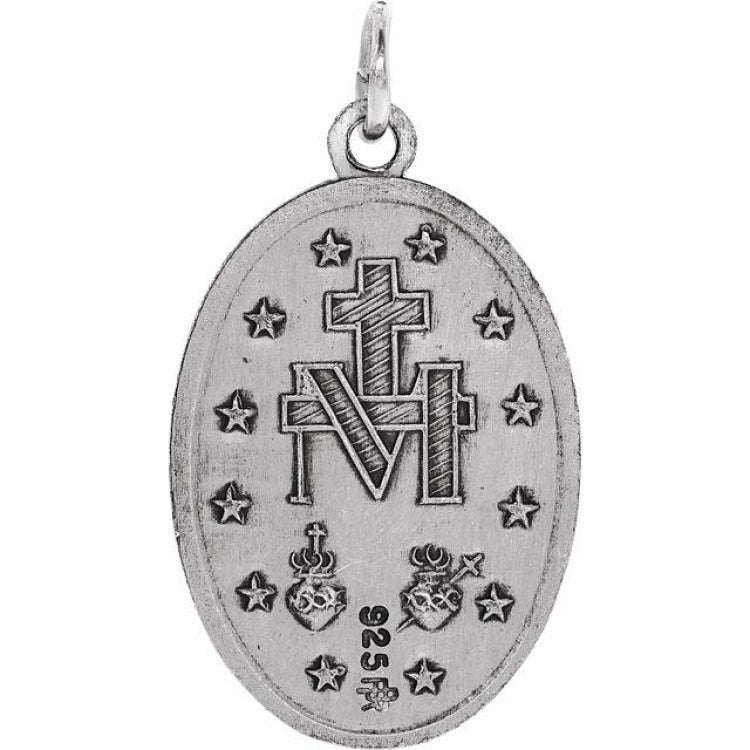 Sterling Silver 19x14 mm Oval Miraculous Medal