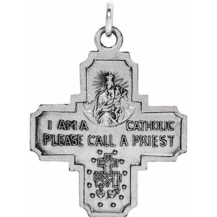 Sterling Silver 18x18 mm Four-Way Cross Medal