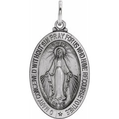Sterling Silver 23x16 mm Oval Miraculous Medal