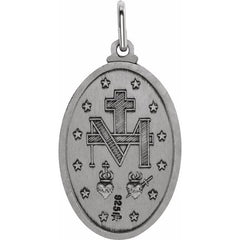 Sterling Silver 23x16 mm Oval Miraculous Medal