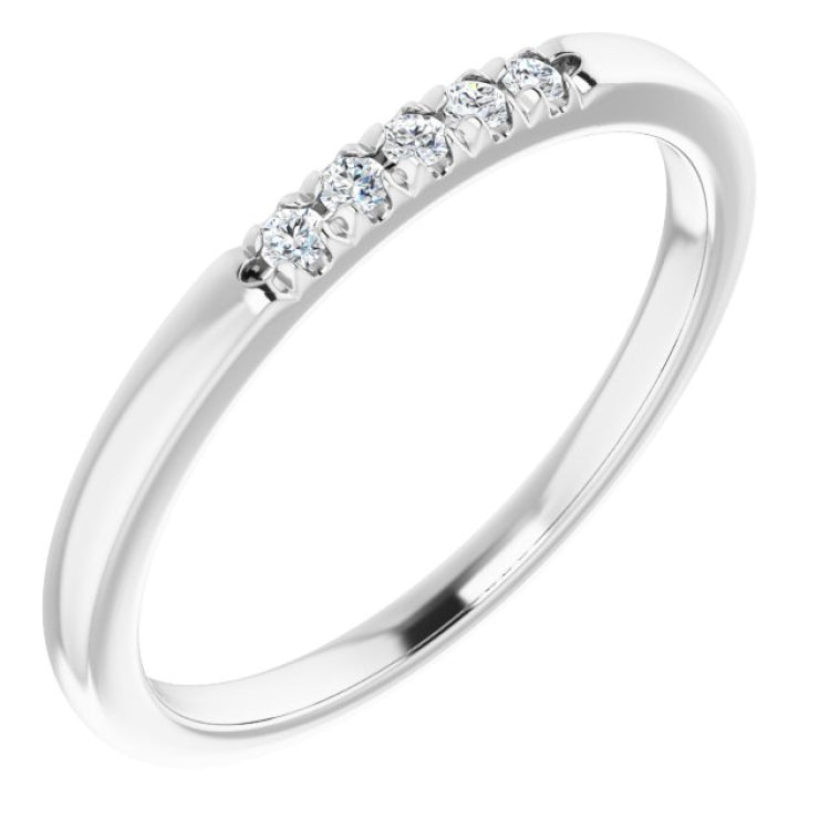 14K White .07 CTW Natural Diamond French-Set Anniversary Band