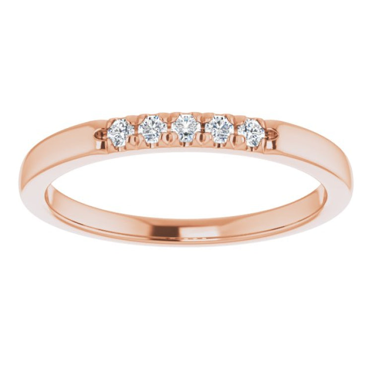 14K Rose 1/10 CTW Natural Diamond French-Set Anniversary Band