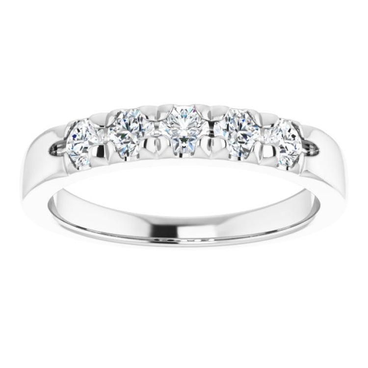 14K White 1/2 CTW Natural Diamond French-Set Anniversary Band