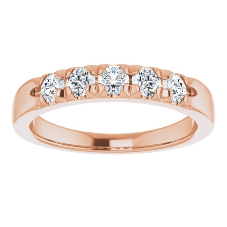 14K Rose 1/2 CTW Natural Diamond French-Set Anniversary Band