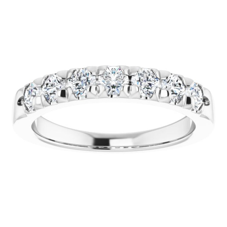 14K White 3/4 CTW Natural Diamond French-Set Anniversary Band
