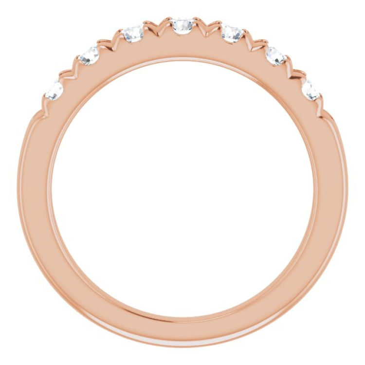 14K Rose 3/4 CTW Natural Diamond French-Set Anniversary Band