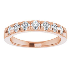 14K Rose 3/4 CTW Natural Diamond French-Set Anniversary Band