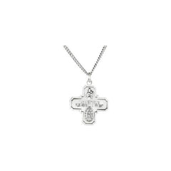 Sterling Silver 19x17.7 mm Four-Way Cross Medal 18" Necklace