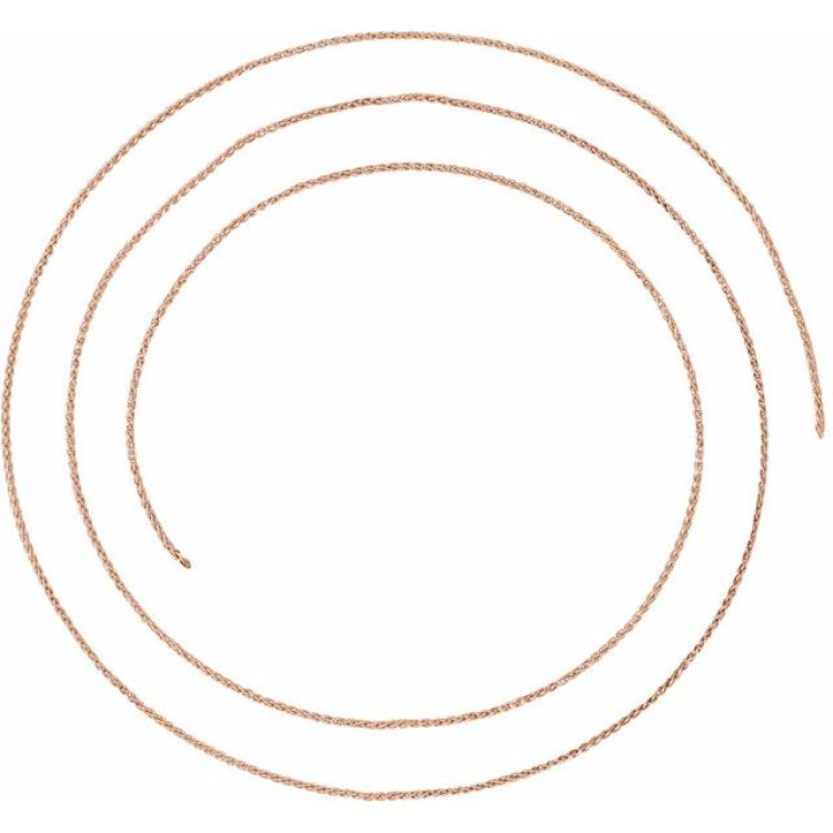 14K Rose Recycled Metal 1 mm Wheat Chain by the Inch