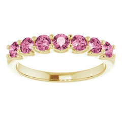 14K Yellow Natural Pink Tourmaline Anniversary Band