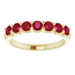 14K Yellow Natural Ruby Anniversary Band