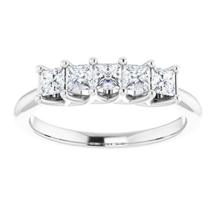 14K White 5/8 CTW Natural Diamond Anniversary Band