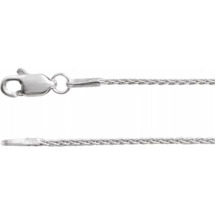 Rhodium-Plated Sterling Silver 1 mm Wheat 16" Chain