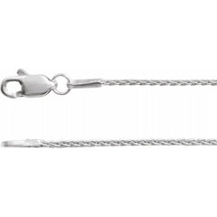 Rhodium-Plated Sterling Silver 1 mm Wheat 24" Chain