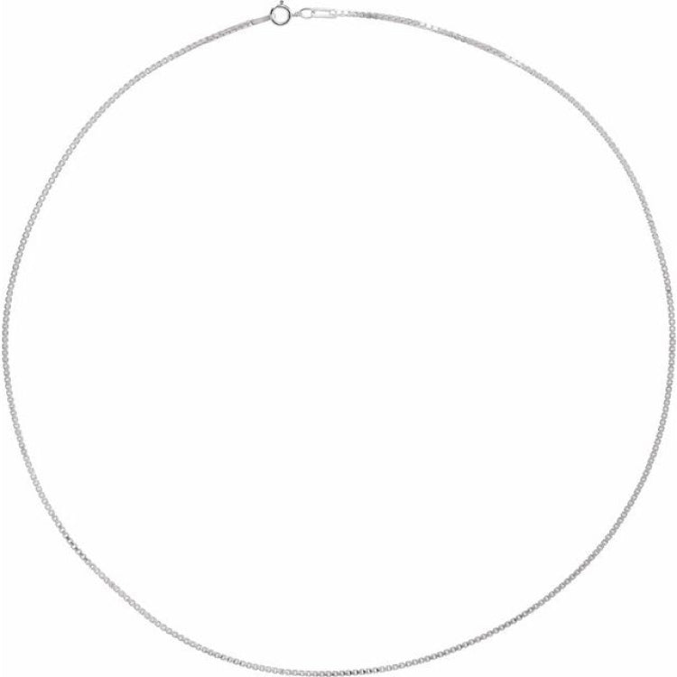 Rhodium-Plated Sterling Silver 1.3 mm Diamond-Cut Box 16" Chain