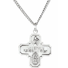 Sterling Silver 25x24 mm Four-Way Cross Medal 24" Necklace