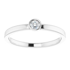 14K White 3 mm Natural Diamond Ring
