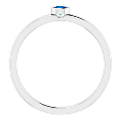 14K White 3 mm Natural Blue Sapphire Ring
