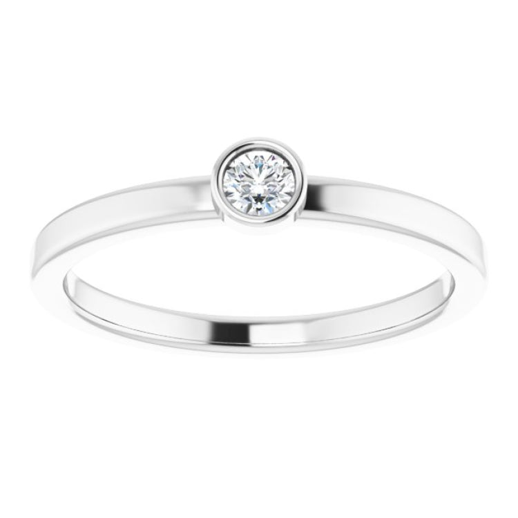 14K White 3 mm Natural White Sapphire Ring