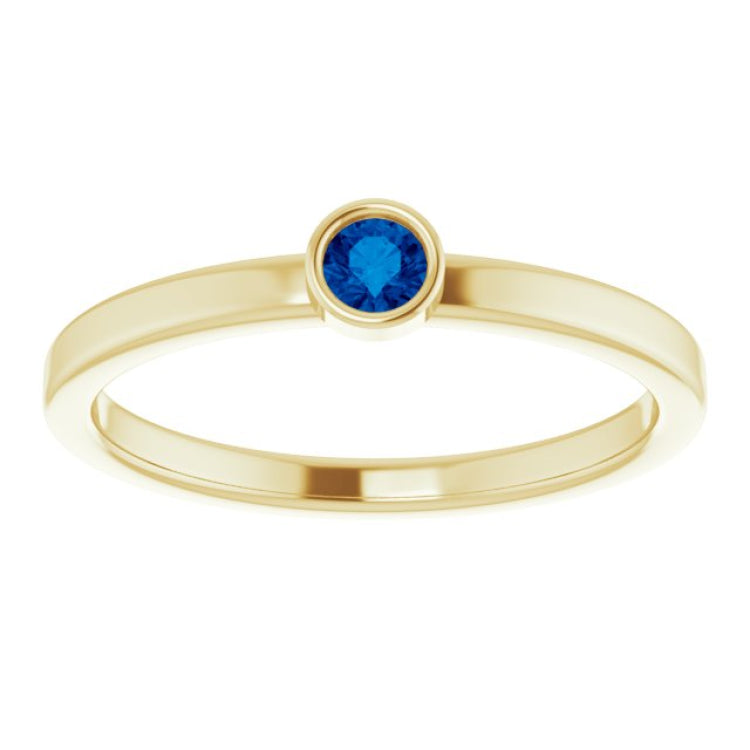 14K Yellow 3 mm Natural Blue Sapphire Ring
