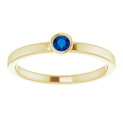 14K Yellow 3 mm Natural Blue Sapphire Ring