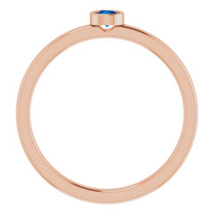 14K Rose 3 mm Lab-Grown Blue Sapphire Ring