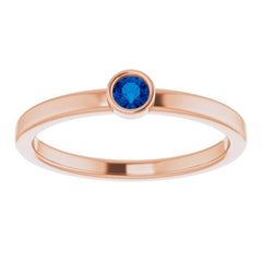 14K Rose 3 mm Lab-Grown Blue Sapphire Ring