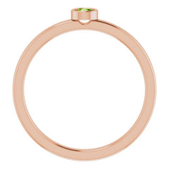 14K Rose 3 mm Natural Peridot Ring