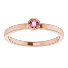 14K Rose 3 mm Natural Pink Tourmaline Ring
