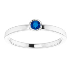 Platinum 3 mm Lab-Grown Blue Sapphire Ring