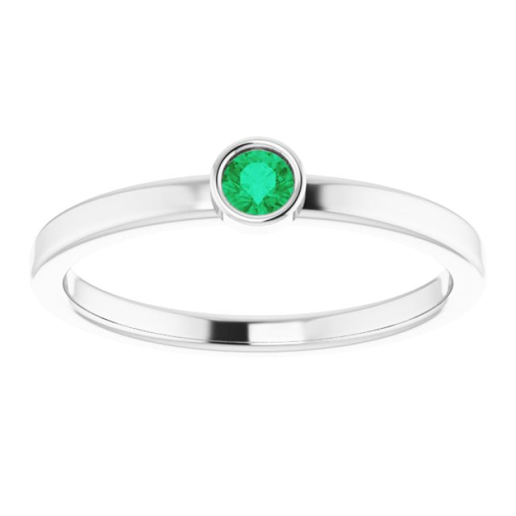 Platinum 3 mm Lab-Grown Emerald Ring