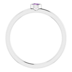 Platinum 3 mm Natural Amethyst Ring