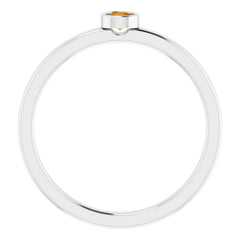 Platinum 3 mm Natural Citrine Ring