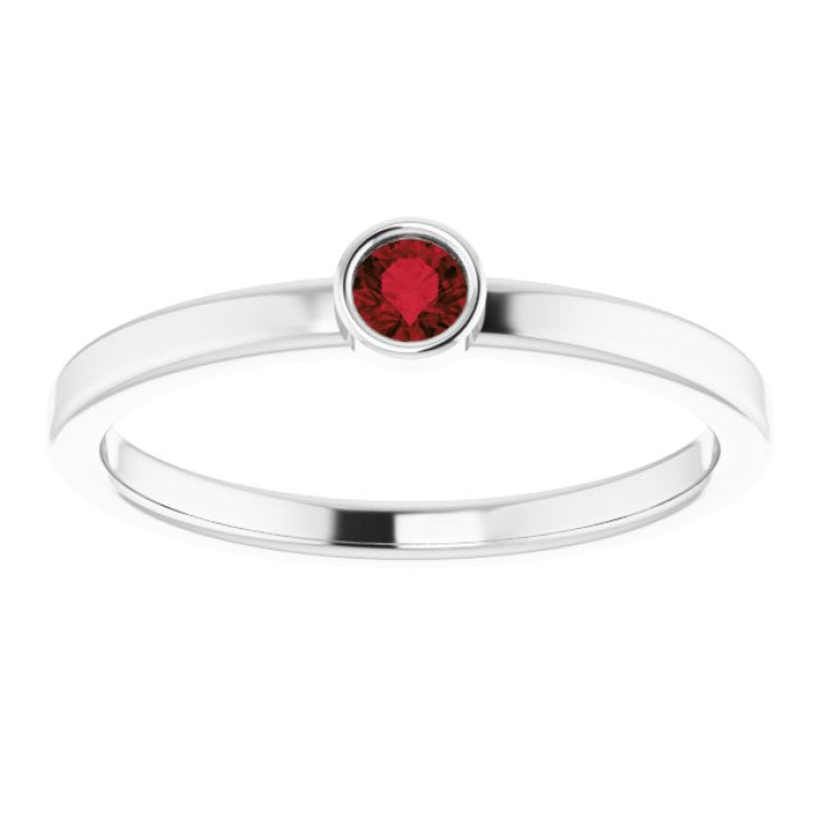 Platinum 3 mm Natural Mozambique Garnet Ring