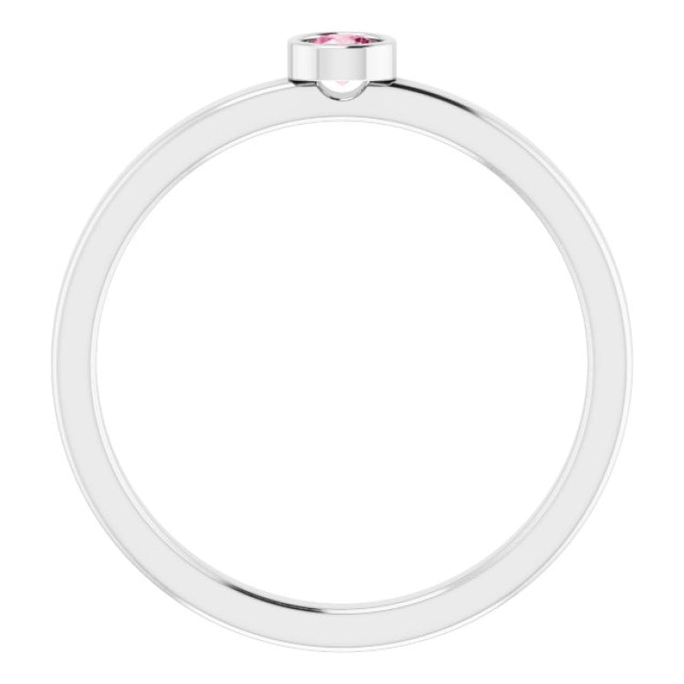 Platinum 3 mm Natural Pink Tourmaline Ring