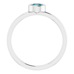 14K White 4.5 mm Lab-Grown Alexandrite Ring