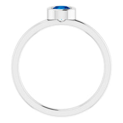 14K White 4.5 mm Lab-Grown Blue Sapphire Ring
