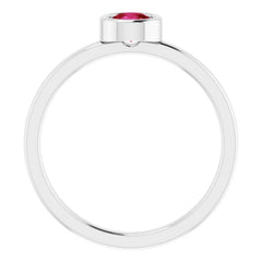 14K White 4.5 mm Lab-Grown Ruby Ring