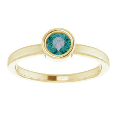 14K Yellow 4.5 mm Lab-Grown Alexandrite Ring