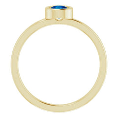 14K Yellow 4.5 mm Lab-Grown Blue Sapphire Ring