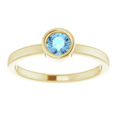 14K Yellow 4.5 mm Natural Aquamarine Ring