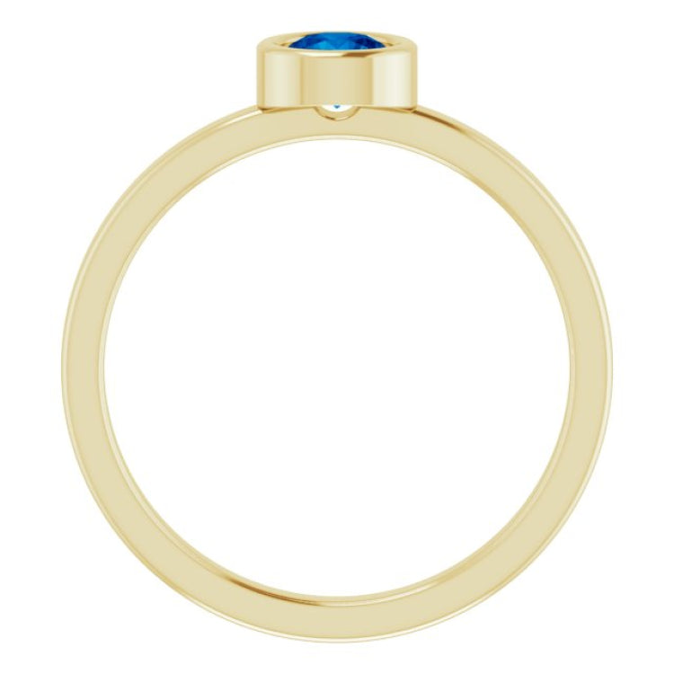 14K Yellow 4.5 mm Natural Blue Sapphire Ring