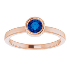 14K Rose 4.5 mm Lab-Grown Blue Sapphire Ring