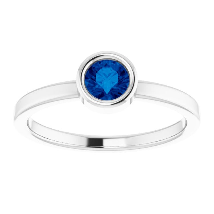 Platinum 4.5 mm Lab-Grown Blue Sapphire Ring