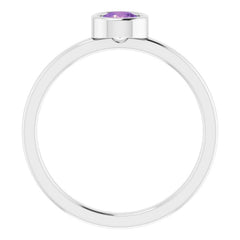 Platinum 4.5 mm Natural Amethyst Ring