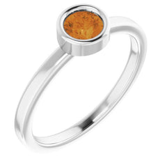 Platinum 4.5 mm Natural Citrine Ring