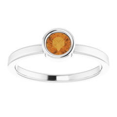 Platinum 4.5 mm Natural Citrine Ring